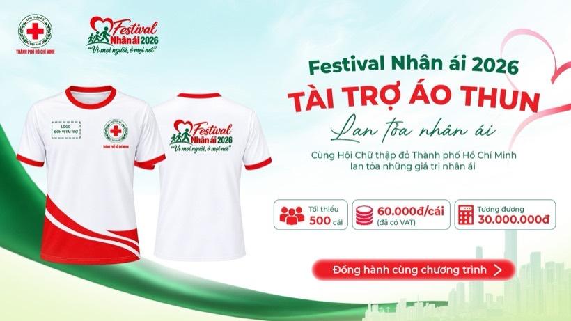 Ấn phẩm tài trợ áo thun Lan tỏa nhân ái, Festival Nhân ái 2026